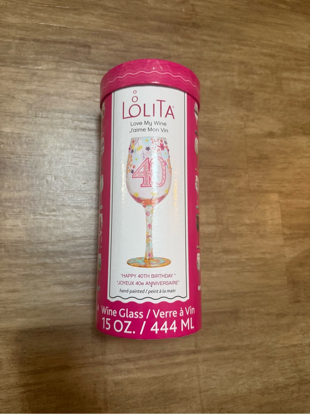 Lolita Bright Pink 40th Birthday Wine Glass Gift Tube